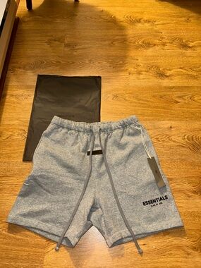 Essentials Heather Gray Drawstring Sweat Shorts